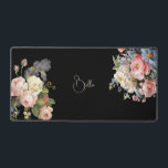 Chic Vintage Personalized Roses & Iris  Desk Mat<br><div class="desc">Beautiful,  timeless and elegant sprays of artistic pink and white roses,  peonies and purple bearded iris with delicate foliage. Includes an editable text field for your personalization and the background colour is customizable.</div>