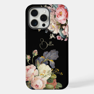Chic Vintage Personalized Roses & Iris  iPhone 15 Pro Max Case
