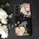 Chic Vintage Personalized Roses & Iris  Samsung Galaxy Case<br><div class="desc">Beautiful,  timeless and elegant sprays of artistic pink and white roses,  peonies and purple bearded iris with delicate foliage. Includes an editable text field for your personalization and the background colour is customizable.</div>
