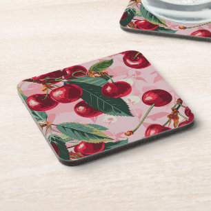 Chic Vintage Pink 'Cherry Pop' Coaster