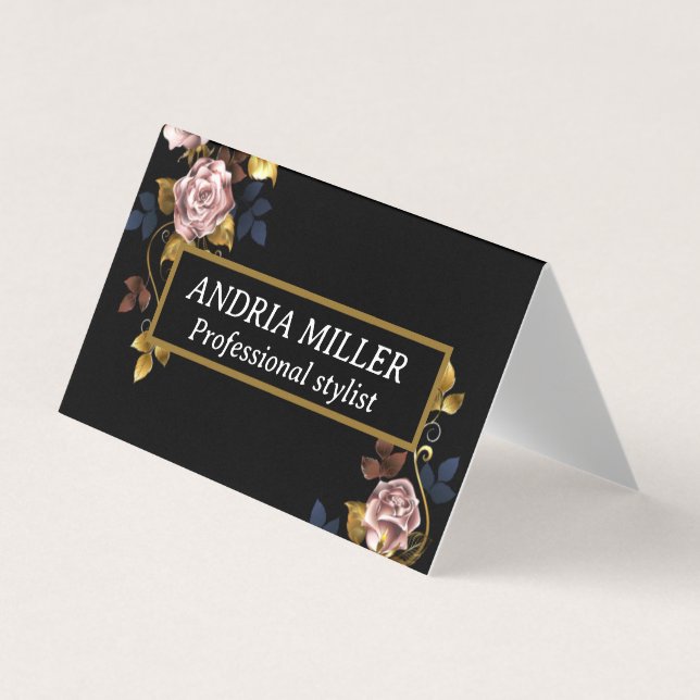 Chic Vintage professional Folded Business Card (Front)