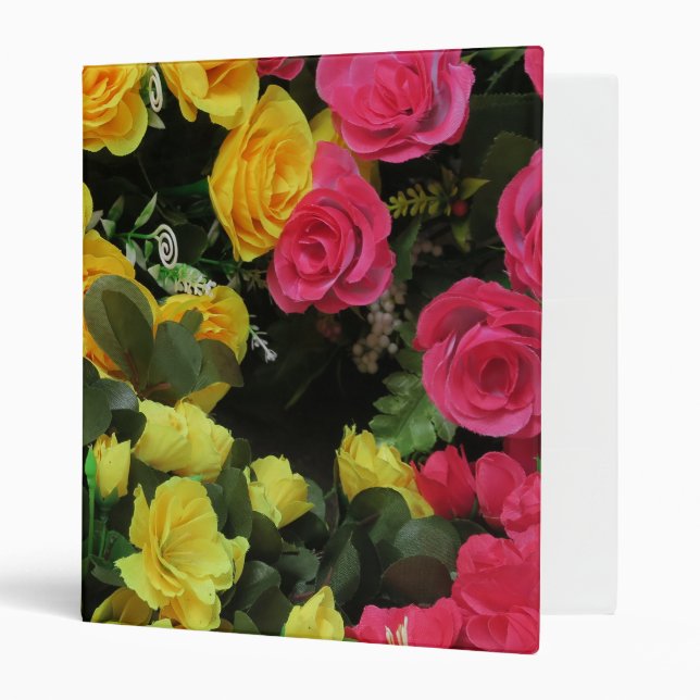 Chic, vintage, red, pink, roses, flowers, girly binder (Front/Inside)