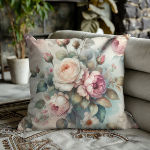 Chic Vintage Rose Throw Pillow