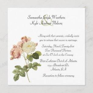 Chic Vintage Roses Wedding Invitation