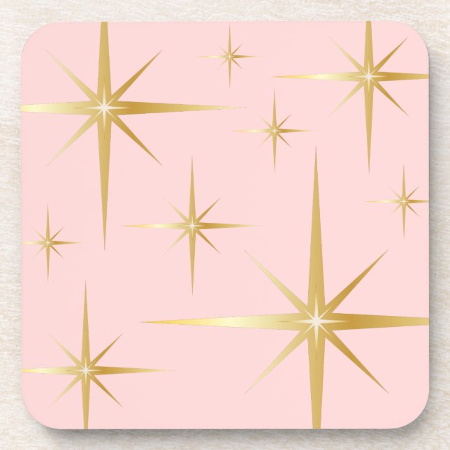 Chic Vintage Starburst Drink Coasters - Pink (Front)