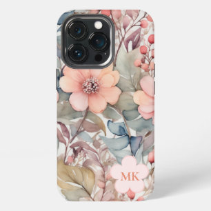 Chic Vintage Wildflowers Watercolor Monogram Name iPhone 13 Pro Case