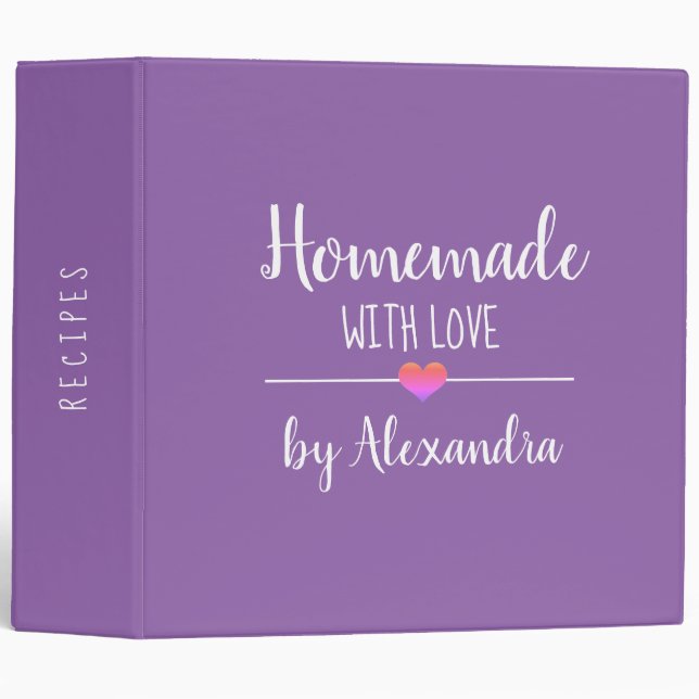 Chic violet Nom Recette 3 Cercle Classeur (Devant/Côté)
