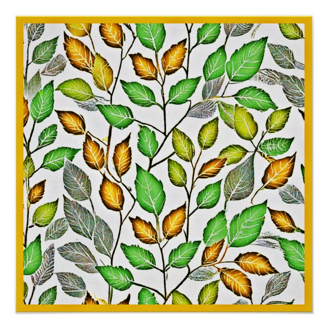 Chic Vivid Leaves Pattern Poster (Front)