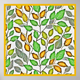 Chic Vivid Leaves Pattern Poster