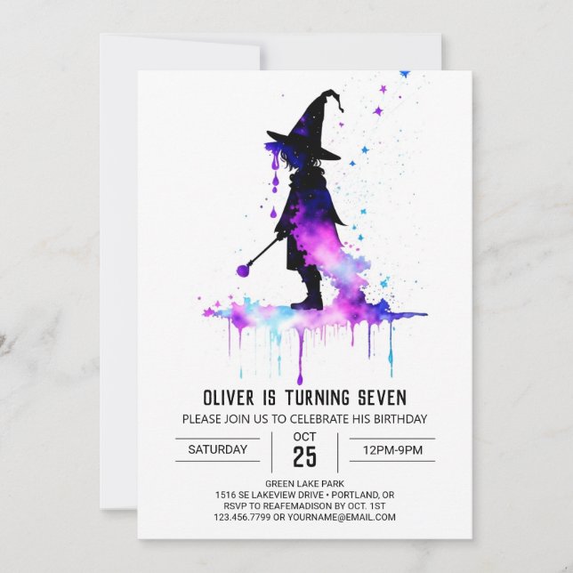 Chic Wand Wielder Birthday Invitation (Front)