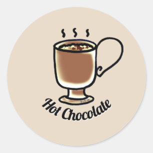 Chic Warm Beige Coffee Bar Hot Chocolate Classic Round Sticker