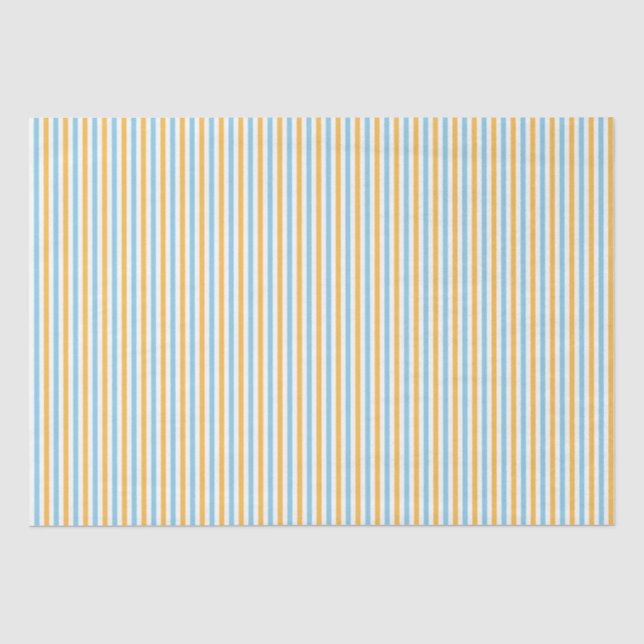 Chic Warm Yellow and Sky Blue Stripes Tissue Paper (Front)