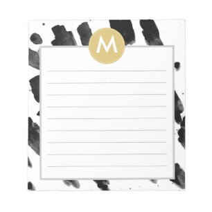 Chic Watercolor and Gold Monogram Notepad