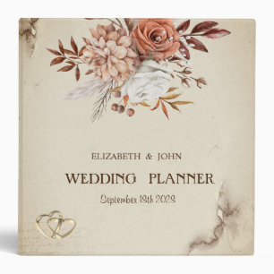Chic Watercolor Autumn Flowers Wedding Binder