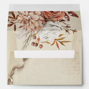Chic Watercolor Autumn Flowers Wedding Envelope