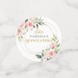 Chic watercolor blush flowers green 15th birthday confetti