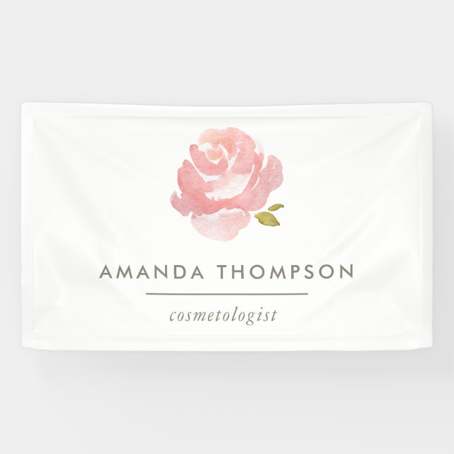 Chic Watercolor Blush Pink Rose Banner (Horizontal)