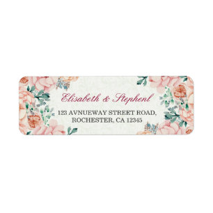 Chic Watercolor Botanical Floral Wedding Address