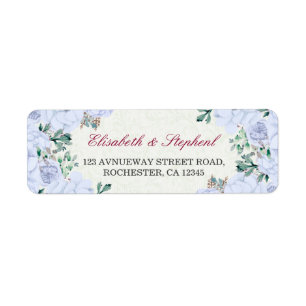 Chic Watercolor Botanical Floral Wedding Address