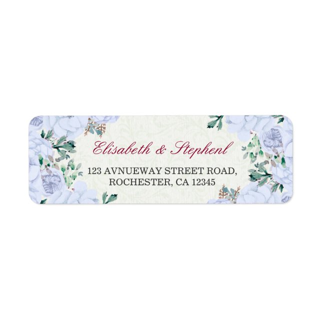 Chic Watercolor Botanical Floral Wedding Address (Front)