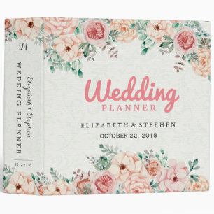 Chic Watercolor Botanical Floral Wedding Planner Binder