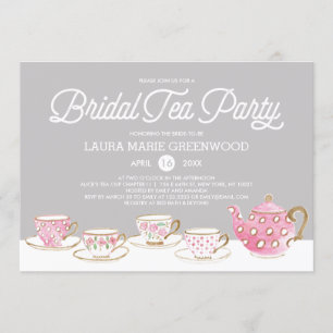 Chic Watercolor Bridal Tea Party Bridal Shower Invitation