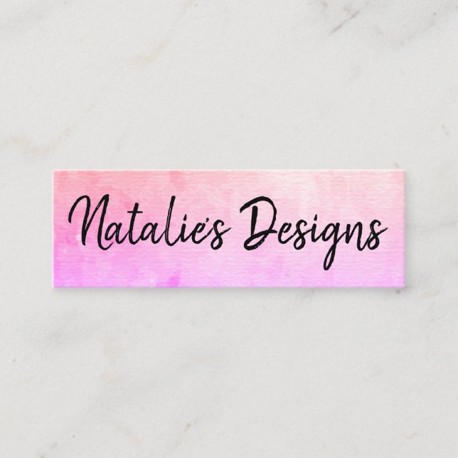 Chic Watercolor Cursive Handwritten Mini Business Card (Front)