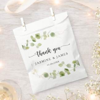 Chic Watercolor Eucalyptus Botanical Thank You Favour Bag