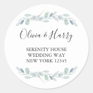 Chic Watercolor Eucalyptus Return Address Stickers