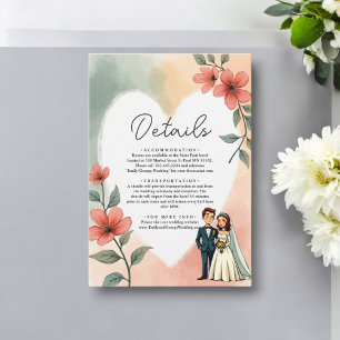 Chic Watercolor Floral Dusty Bride Groom Wedding Enclosure Card