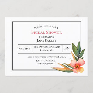 Chic watercolor floral invitation