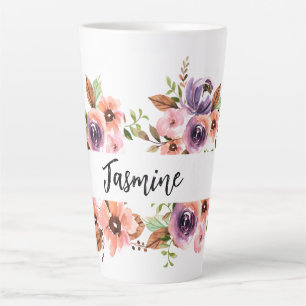 Chic Watercolor  Floral Latte Mug