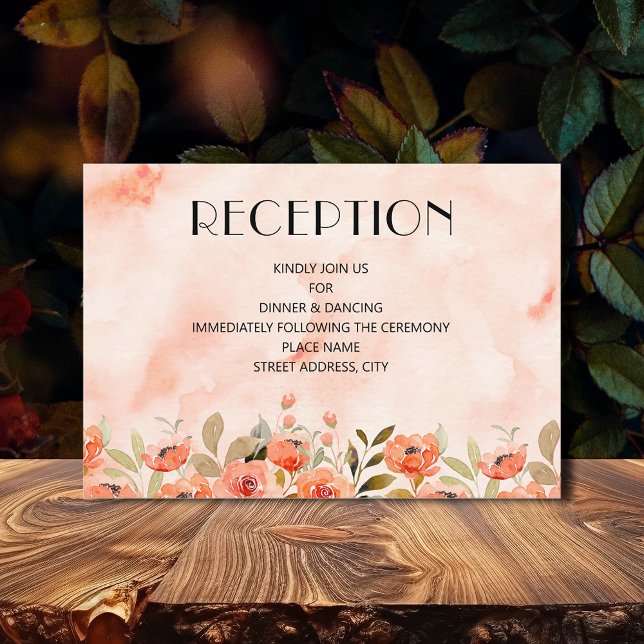 Chic Watercolor Floral Reception Enclosure Card (Watercolor Floral Wedding Reception Enclosure Cards)