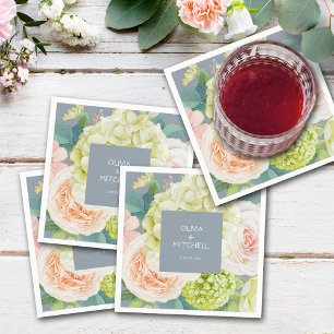 Chic Watercolor Florals Dusty Blue Napkin