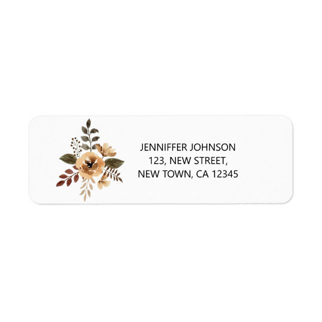 Chic Watercolor Flower Return Address Label (Front)