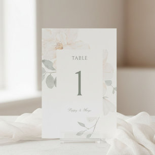 Chic Watercolor Flower Wedding Table Number Card