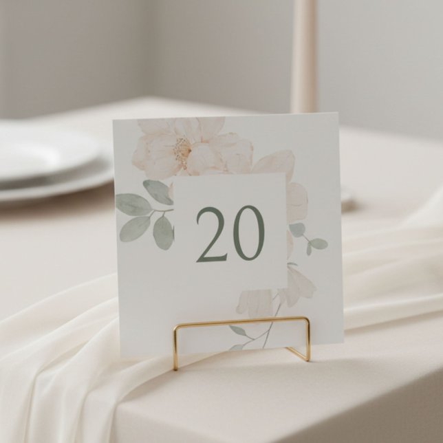 Chic Watercolor Flower Wedding Table Number Card (Creator Uploaded)