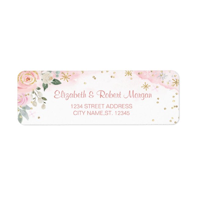 Chic Watercolor Flowers Snowflakes (Front)