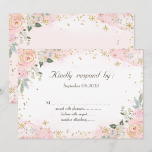 Chic Watercolor Flowers Snowflakes RSVP Invitation