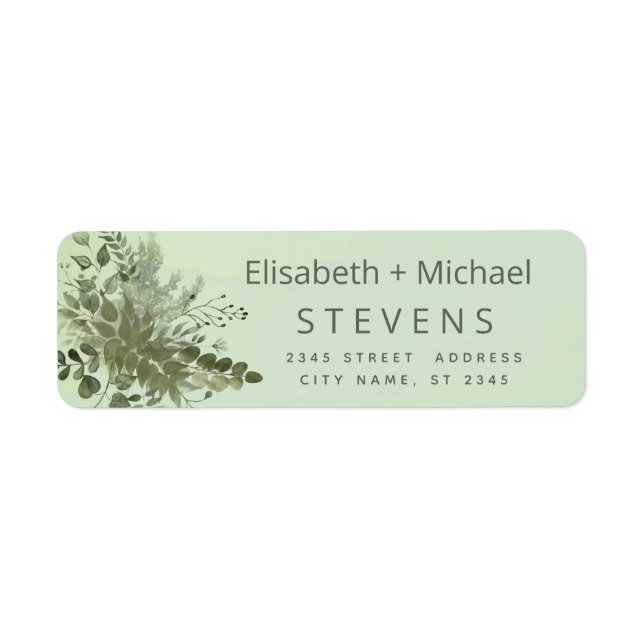 Chic watercolor greenery eucalyptus couple script (Front)