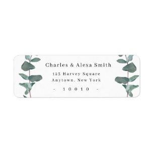 Chic Watercolor Greenery Return Address Label