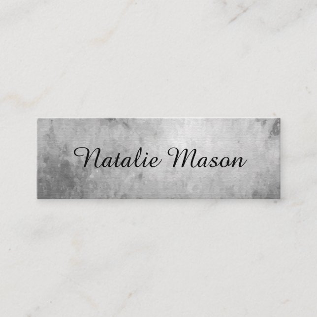 Chic Watercolor Grey with Monogram Mini Business Card (Front)