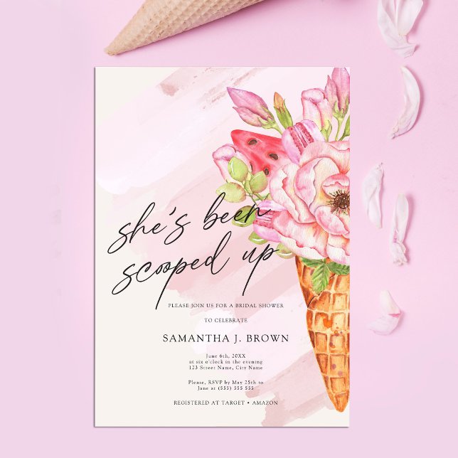 Chic Watercolor Ice Cream Bridal Shower Invitation (Creator Uploaded)