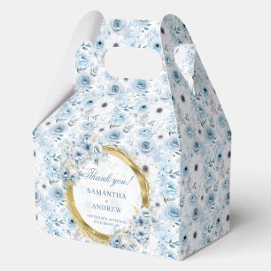 Chic Watercolor Light Blue Gold Wedding Favor Box