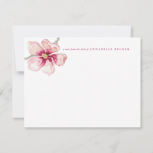 Chic Watercolor Magnolia Card (Front)