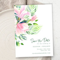 Chic Watercolor Magnolia Flowers in Pink 