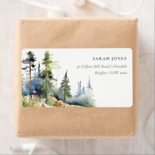 Chic Watercolor Pine Forest Adresse paysagère