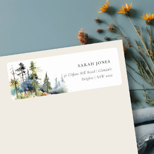 Chic Watercolor Pine Forest Adresse paysagère