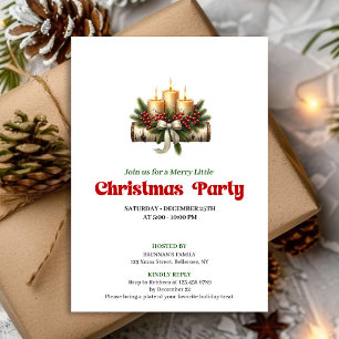 Chic Watercolor Pine Wreath Berry Christmas Invite