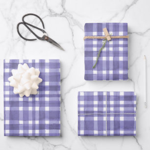 Chic Watercolor Purple Plaid pattern  Wrapping Paper Sheet